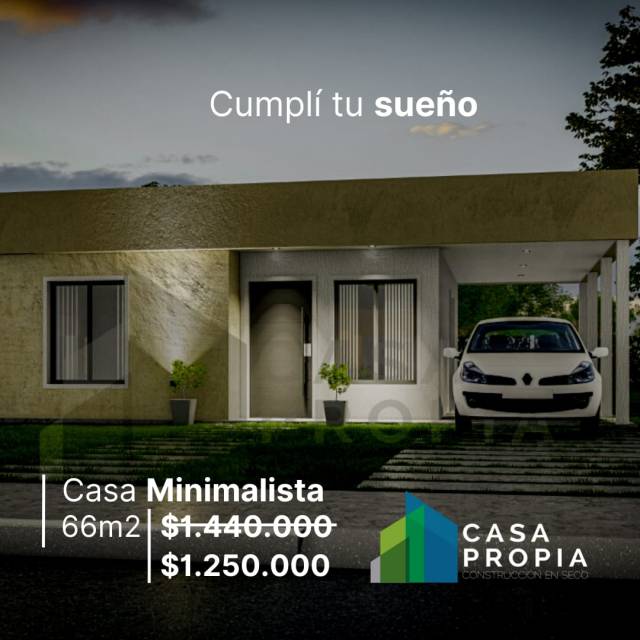 Casa prefabricada minimalista 66 m2