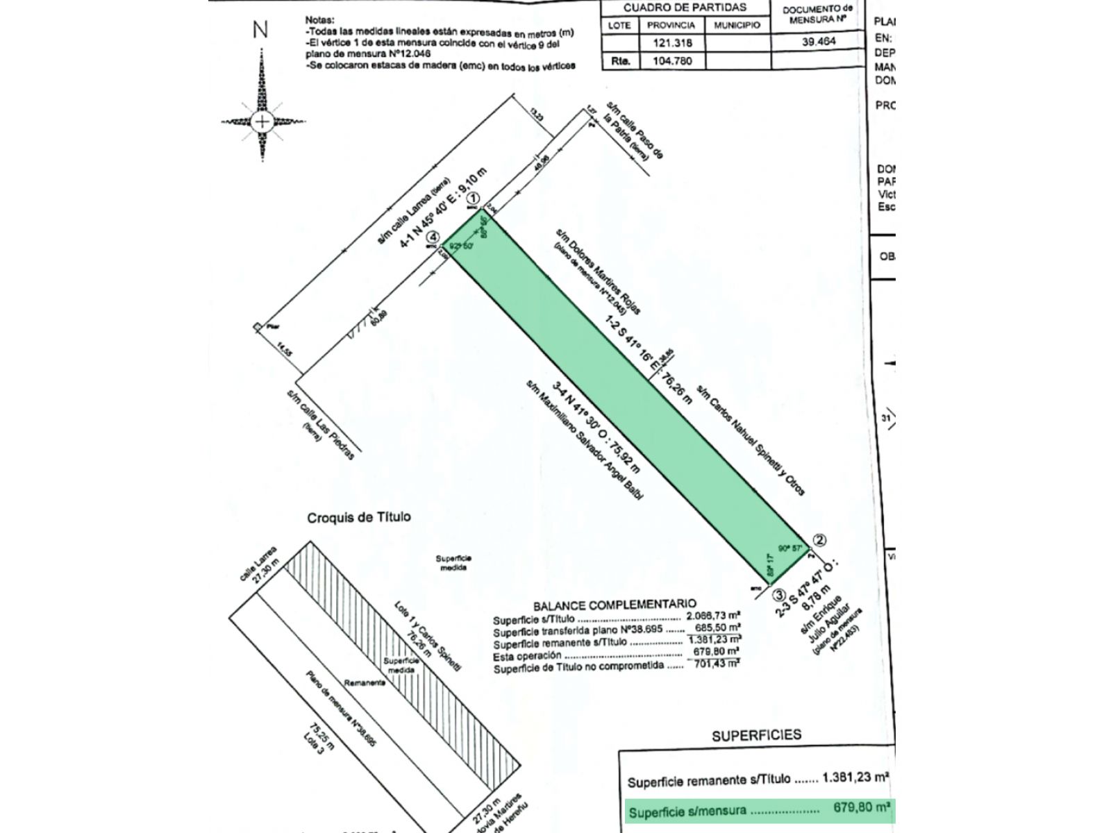 Terreno de 9,10 x 76 -- 679 m2 -- Larrea entre Las Piedras y Paso de la Patria